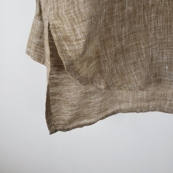 J Jill Love Linen Brown Tan Button Up Top Long Sleeve Slit Placket Size Small - Picture 4 of 9